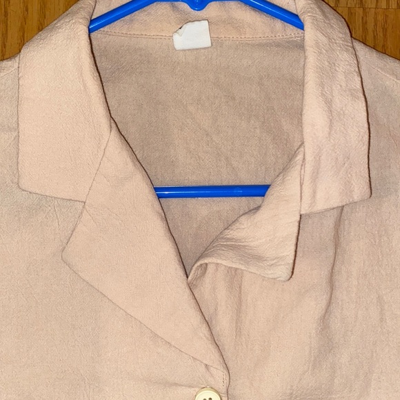 beige, dusty pink cropped buttoned collar women’s top - Picture 4 of 5